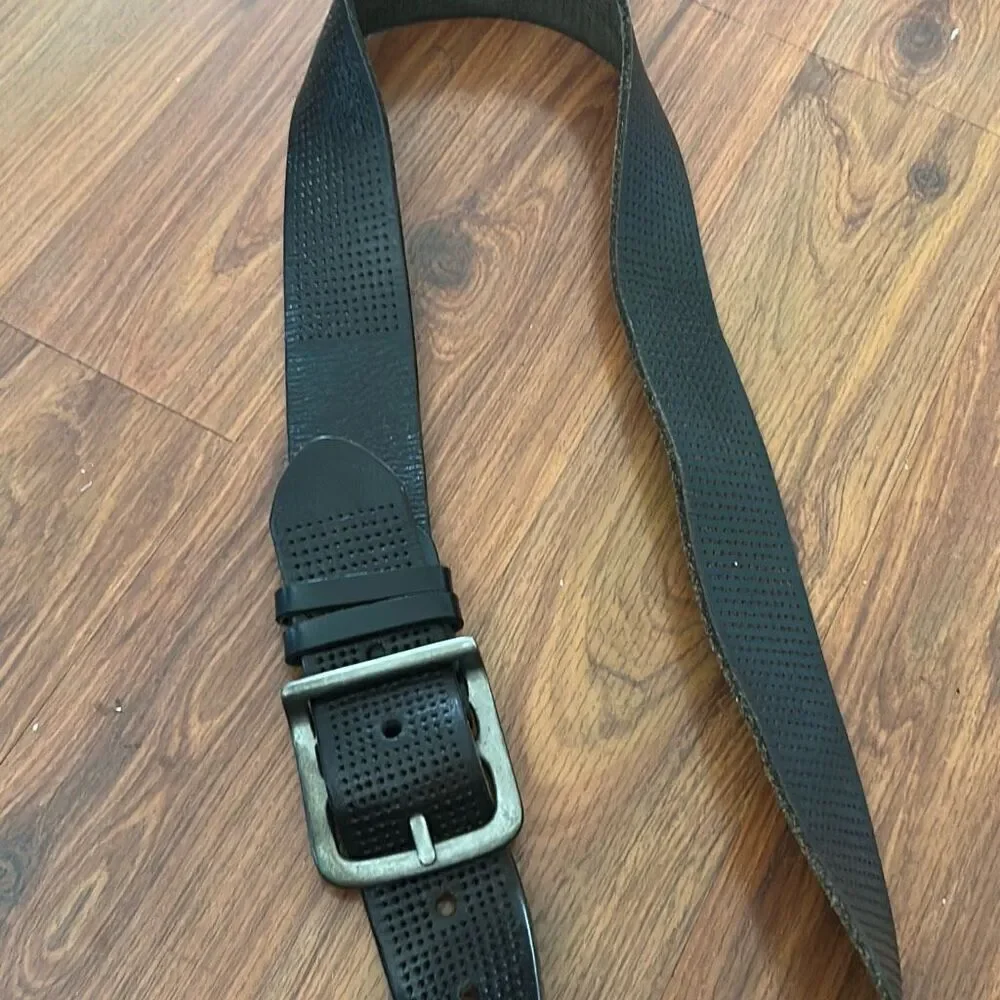 Bill Adler black men's leather belt size L rustic wide biker